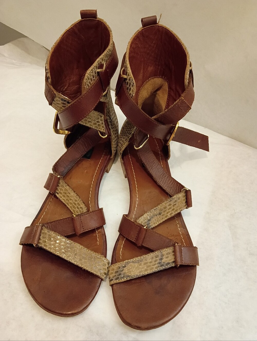 PINKO Italy Snake Print gladiator Sandals Size 40